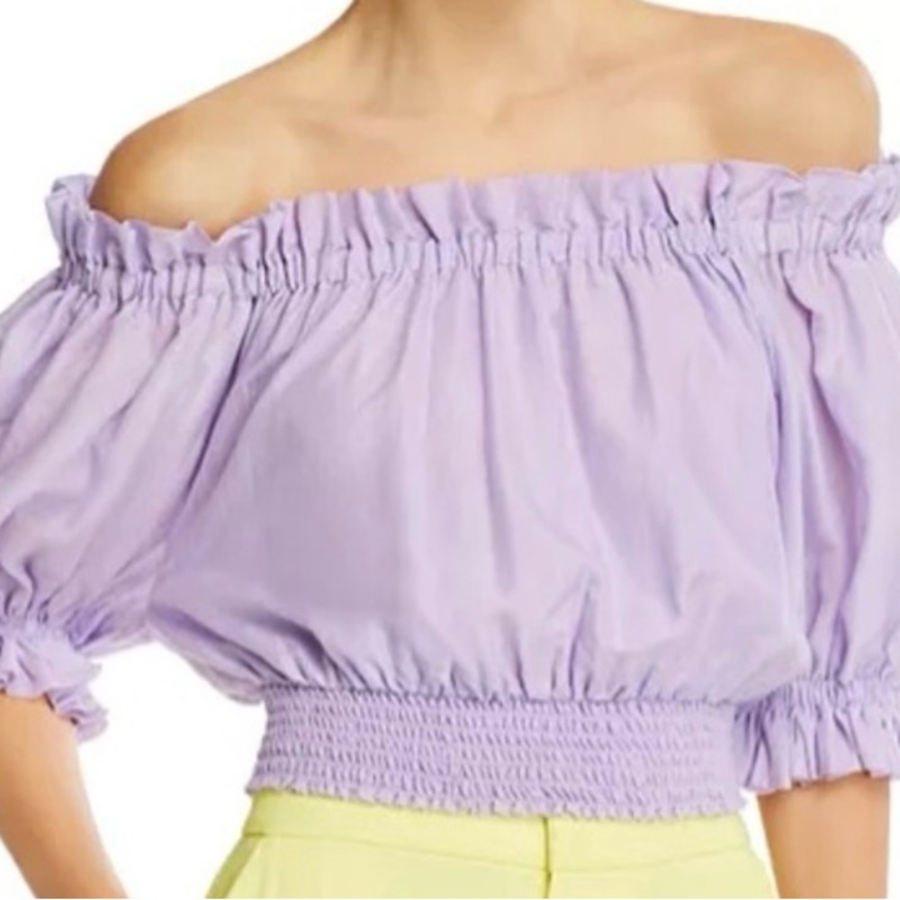 Alice + Olivia Lavender Caprina Off Shoulder Smock